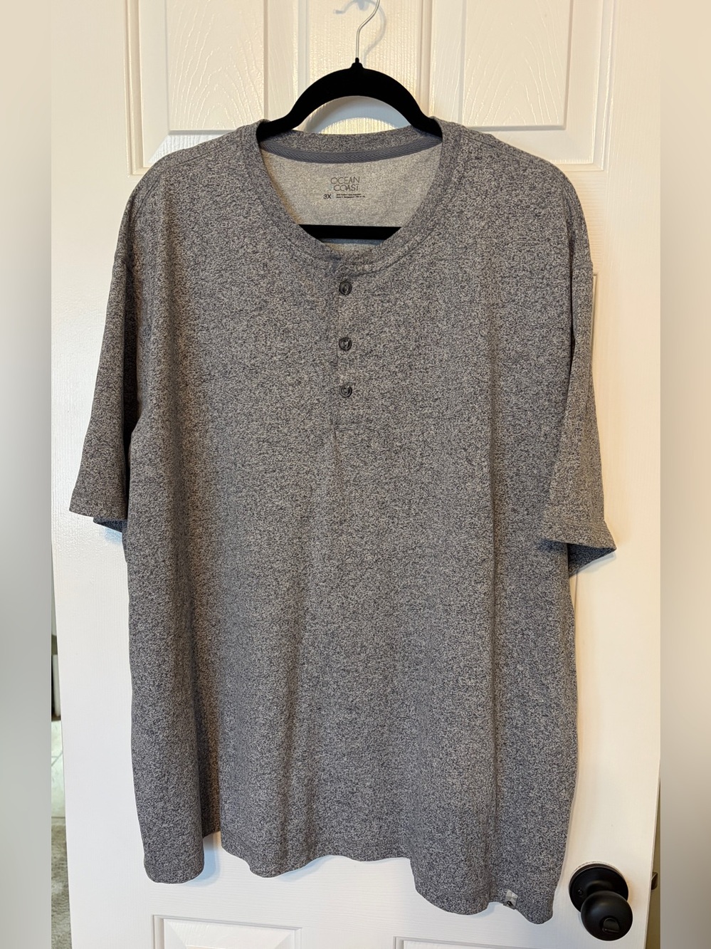 Ocean Breeze Men’s Heather Gray Henley Short Sleeve Shirt Size 3XL
